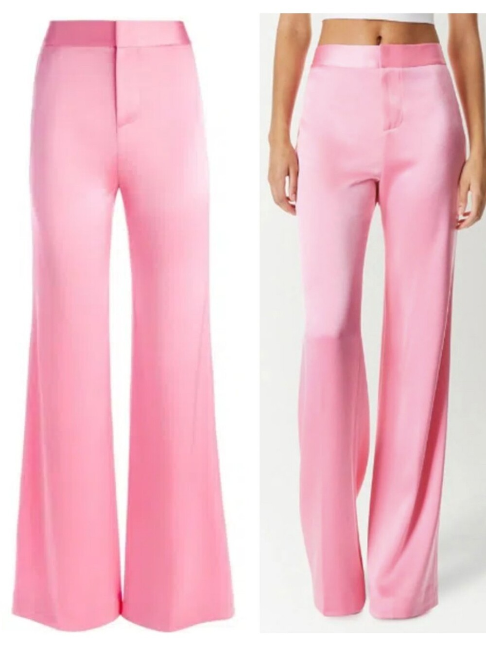 Alice + Olivia Deanna Satin High-waisted Bootcut Pants In Primrose Size 6 - Picture 2 of 10